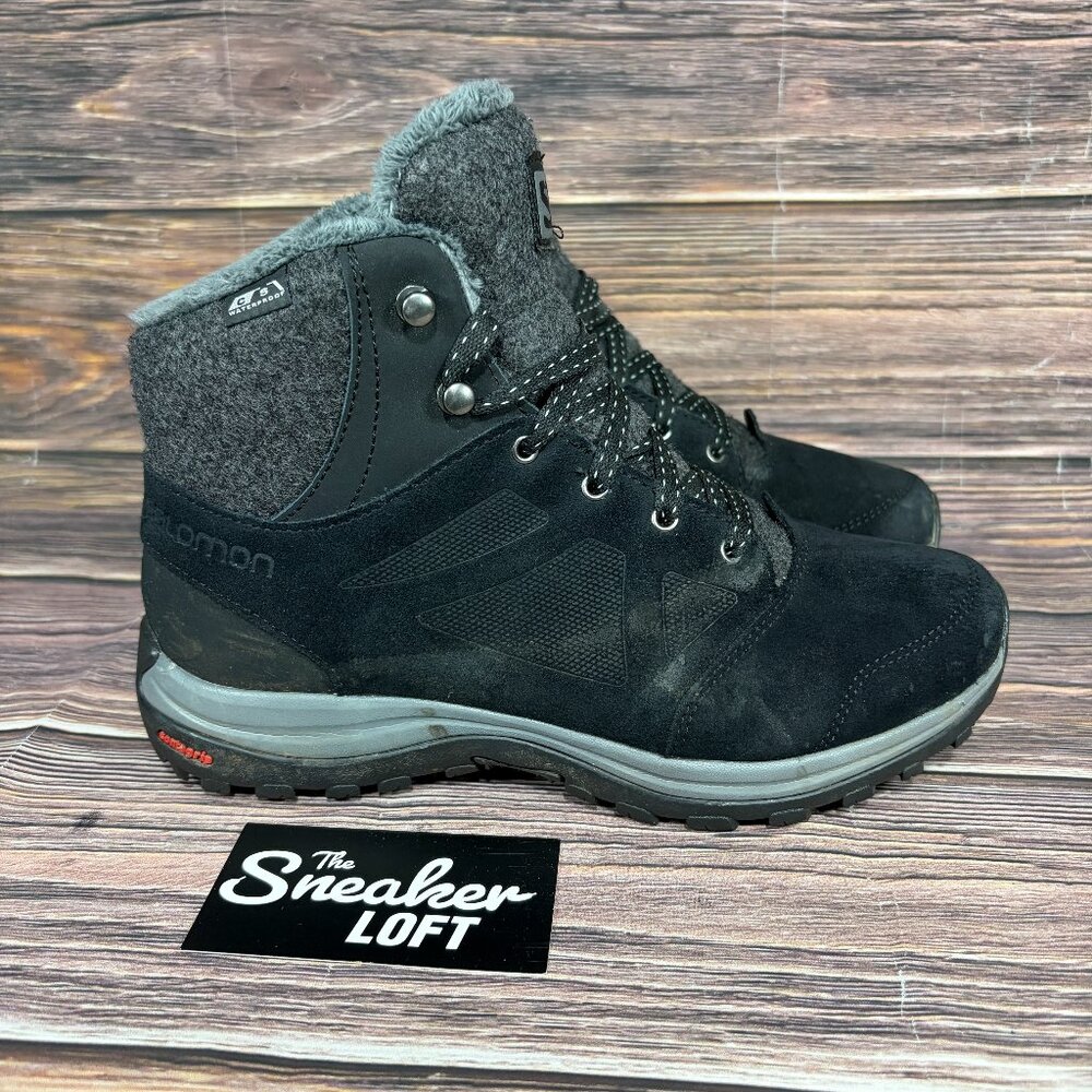 Salomon Ellipse Freeze CS Waterproof Women's Winter Boots Black‎ Suede Size 7